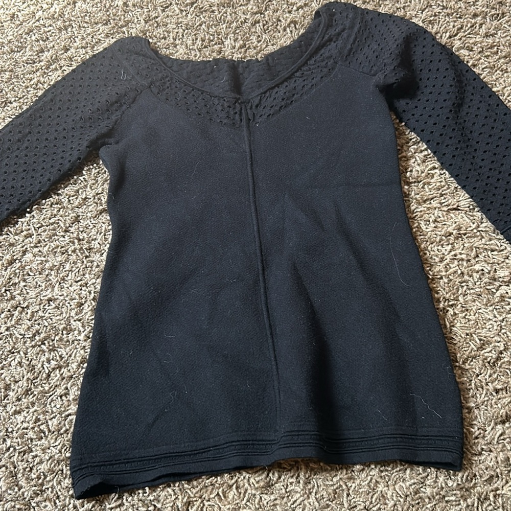 Bailey/44 Black Knit Quarter Sleeve Top Size Small